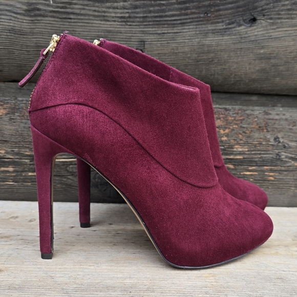 Nine West NEW Navajoe Rich Burgundy Suede, Hidden Platform, Comfort Bootie 8M - Picture 2 of 15